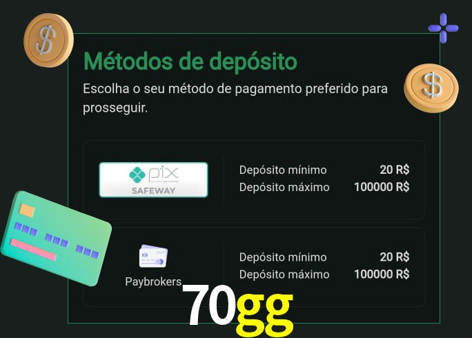 O cassino 70gg oferece uma grande variedade de métodos de pagamento